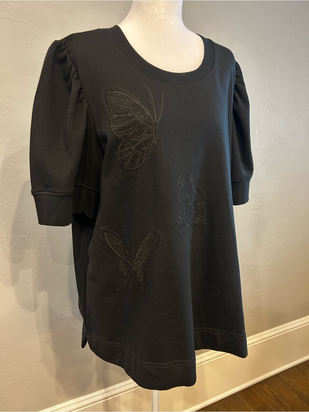 Jane+Delancey French Terry Black Butterfly Embroidered Sweatshirt - Picture 3 of 8